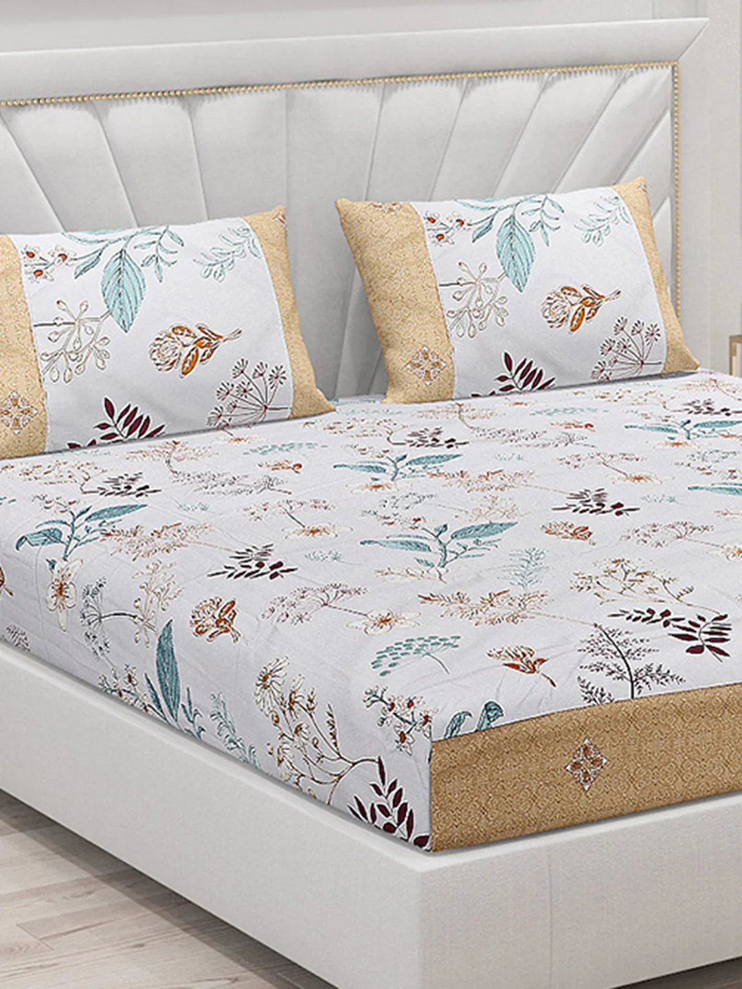 130 GSM Polyester Double Bed Bedsheet with 2 Pillow Covers - Image 5