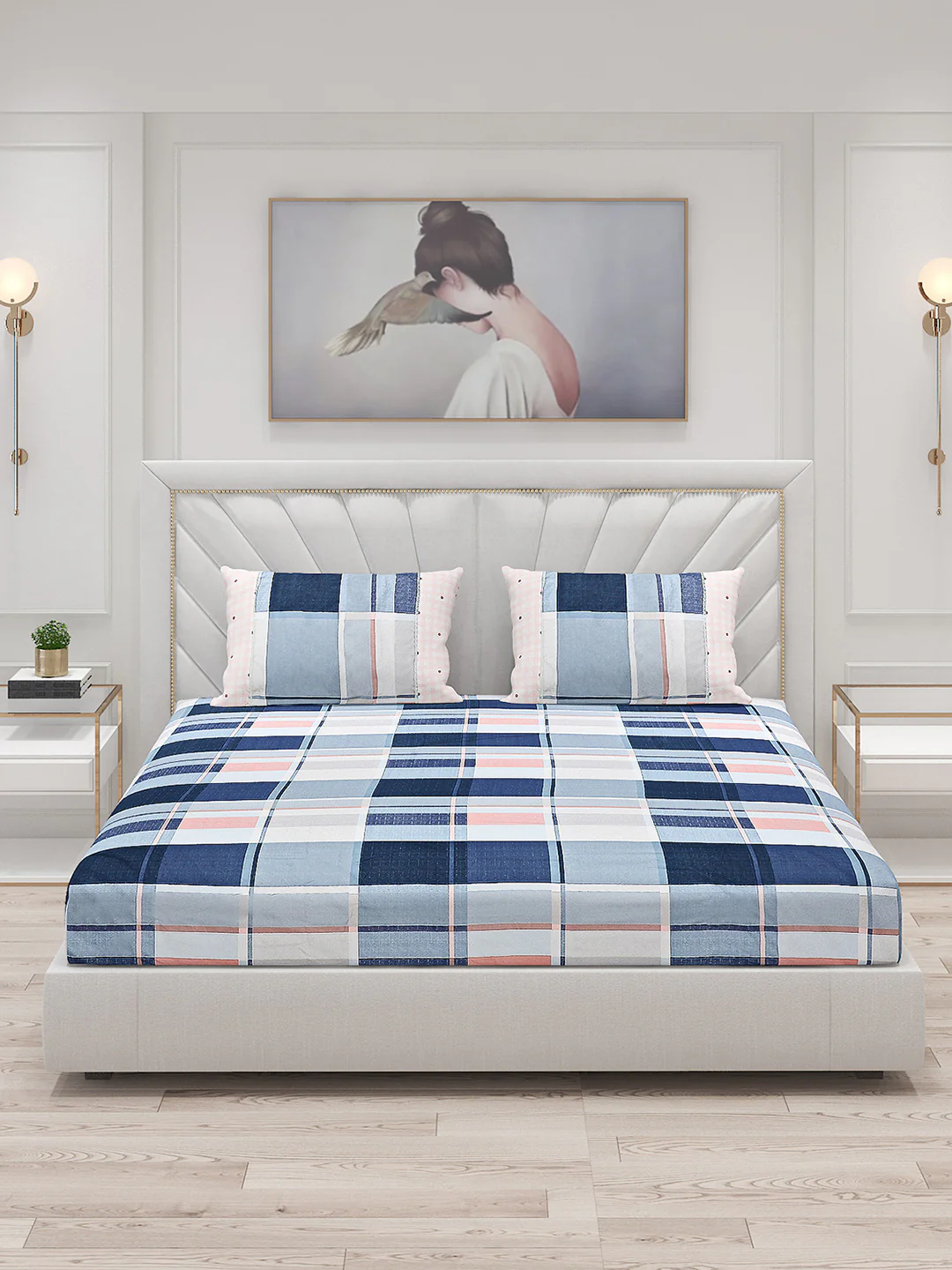 130 GSM Polyester Double Bed Bedsheet with 2 Pillow Covers - Image 3