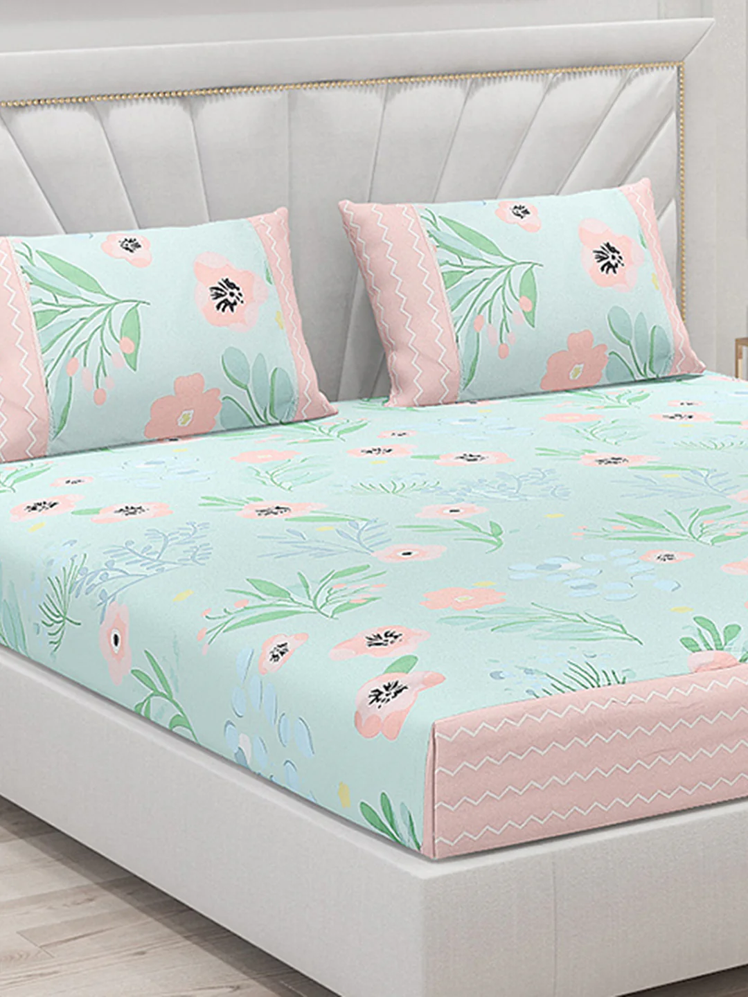 130 GSM Polyester Double Bed Bedsheet with 2 Pillow Covers - Image 5