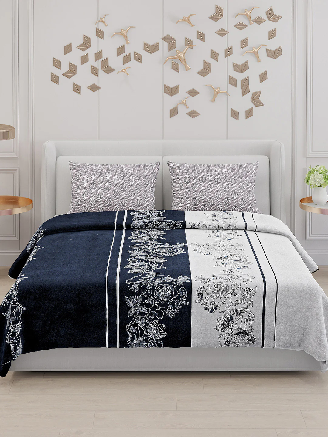 130 GSM Polyester Double Bed Bedsheet with 2 Pillow Covers - Image 3