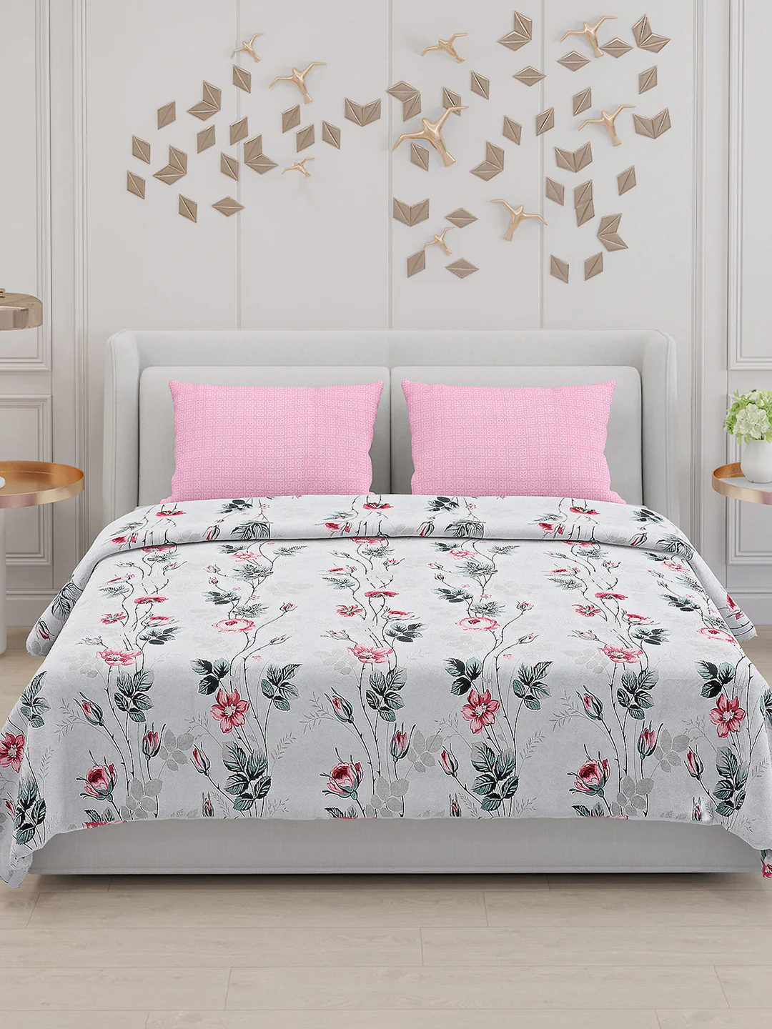 130 GSM Polyester Double Bed Bedsheet with 2 Pillow Covers - Image 4