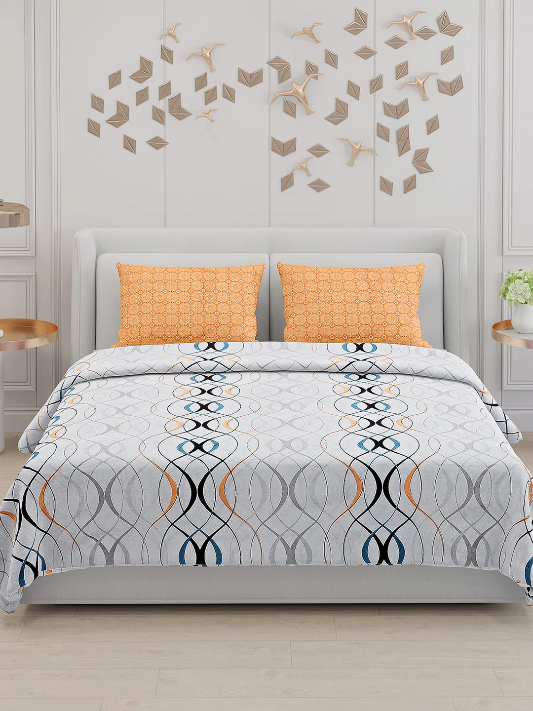 130 GSM Polyester Double Bed Bedsheet with 2 Pillow Covers - Image 3
