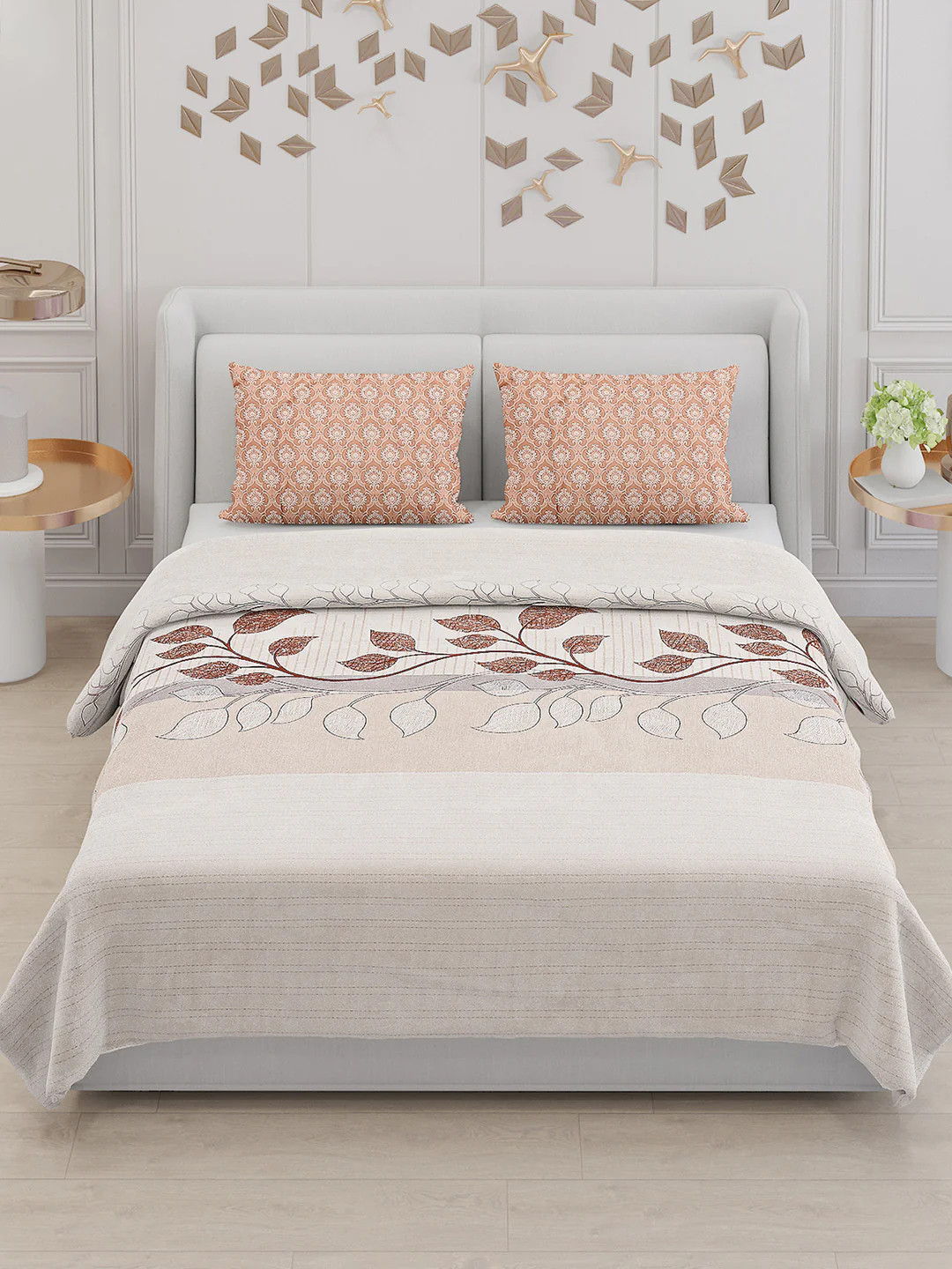 130 GSM Polyester Double Bed Bedsheet with 2 Pillow Covers - Image 3