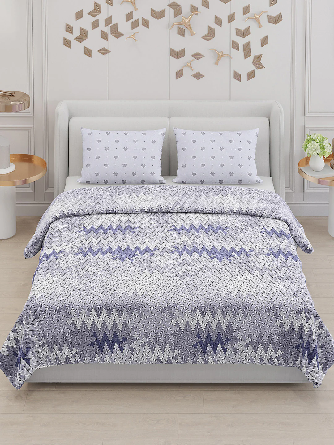 130 GSM Polyester Double Bed Bedsheet with 2 Pillow Covers - Image 2