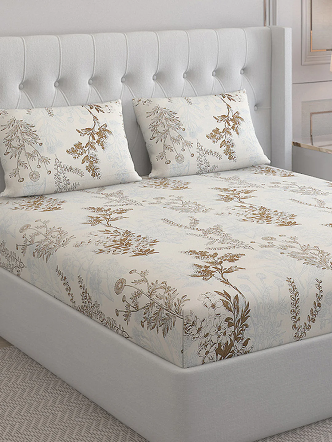 130 GSM  Polyester Double Bed Bedsheet with 2 Pillow Covers - Image 5
