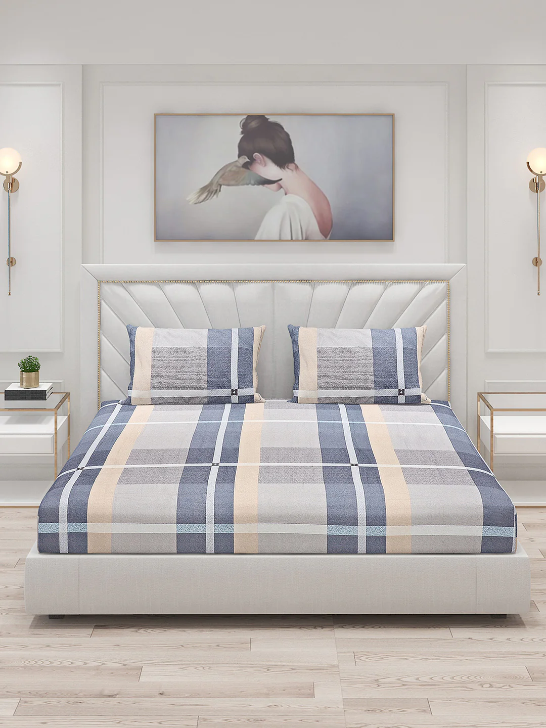 130 GSM Polyester Double Bed Bedsheet with 2 Pillow Covers - Image 3