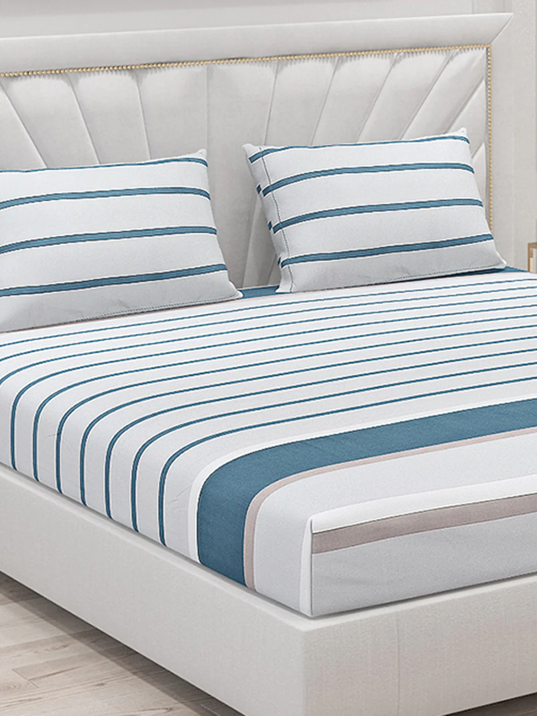 130 GSM Polyester Double Bed Bedsheet with 2 Pillow Covers - Image 5