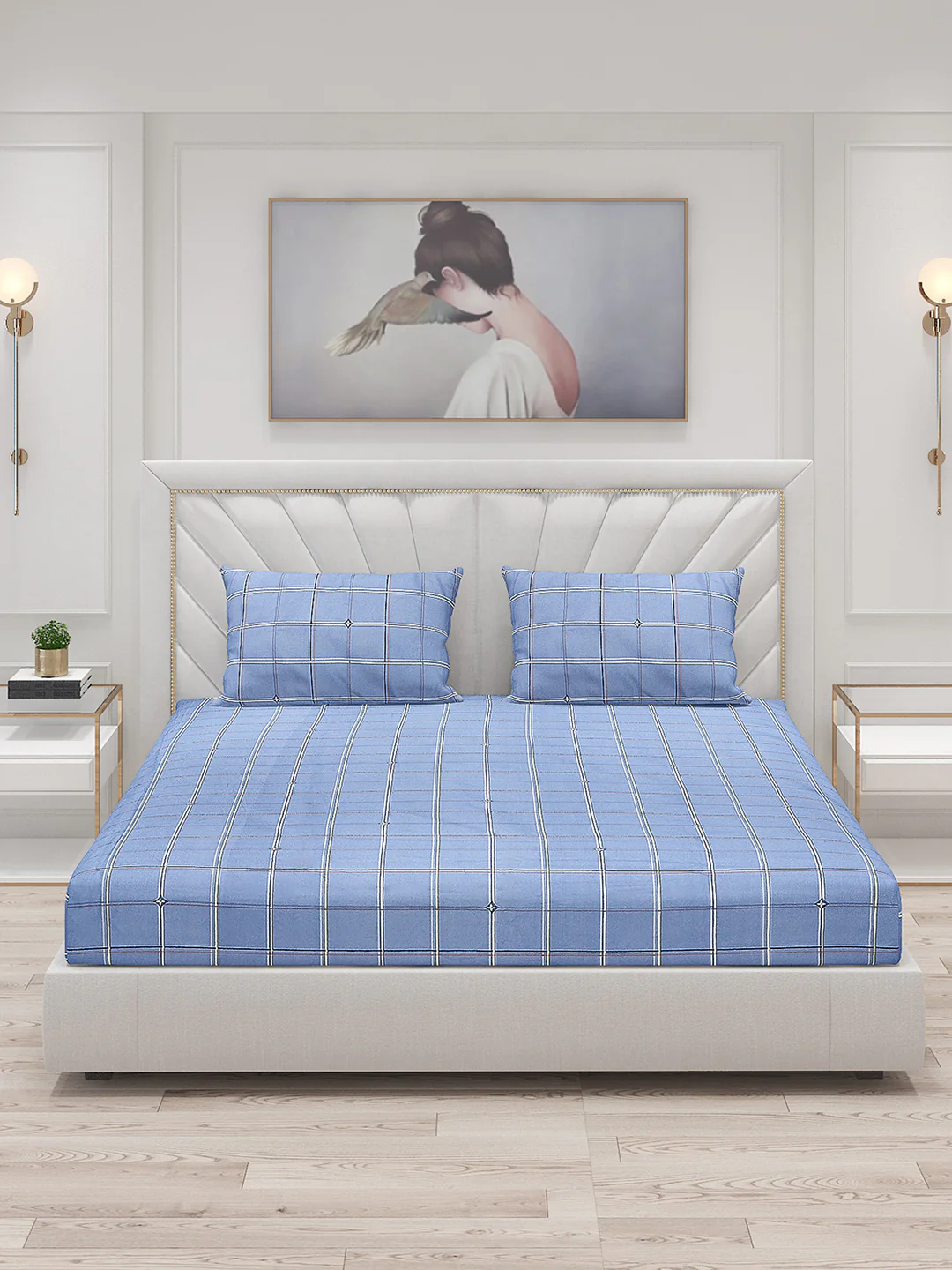 130 GSM Polyester Double Bed Bedsheet with 2 Pillow Covers - Image 3