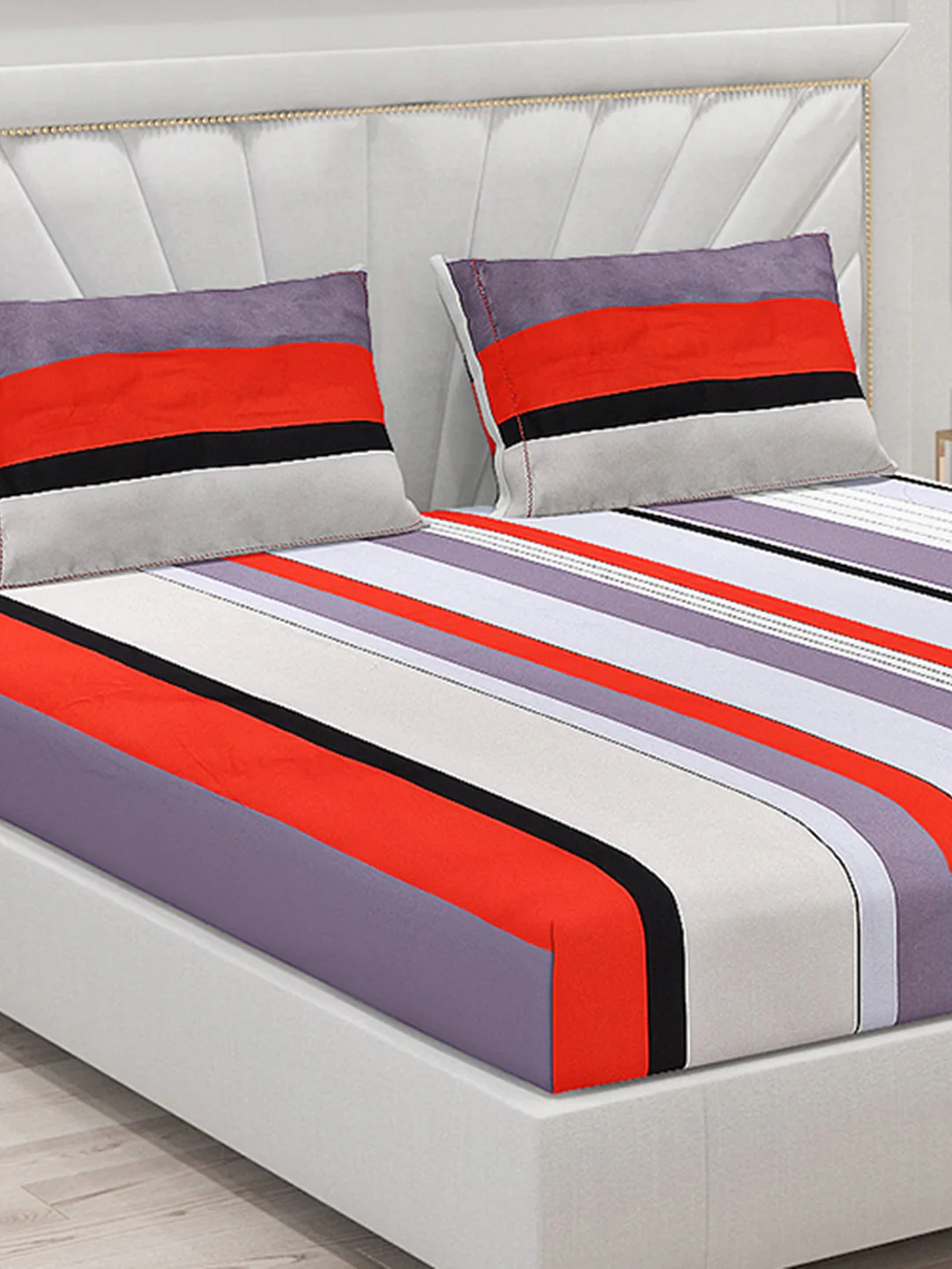 130 GSM Polyester Double Bed Bedsheet with 2 Pillow Covers - Image 5