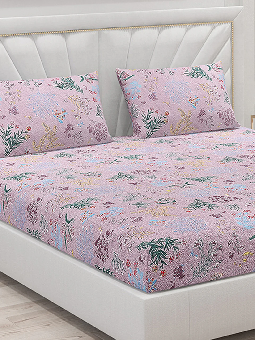 130 GSM Polyester Double Bed Bedsheet with 2 Pillow Covers - Image 5