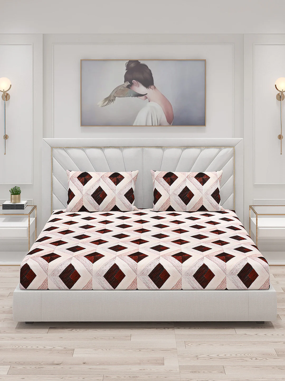 130 GSM Polyester Double Bed Bedsheet with 2 Pillow Covers - Image 4