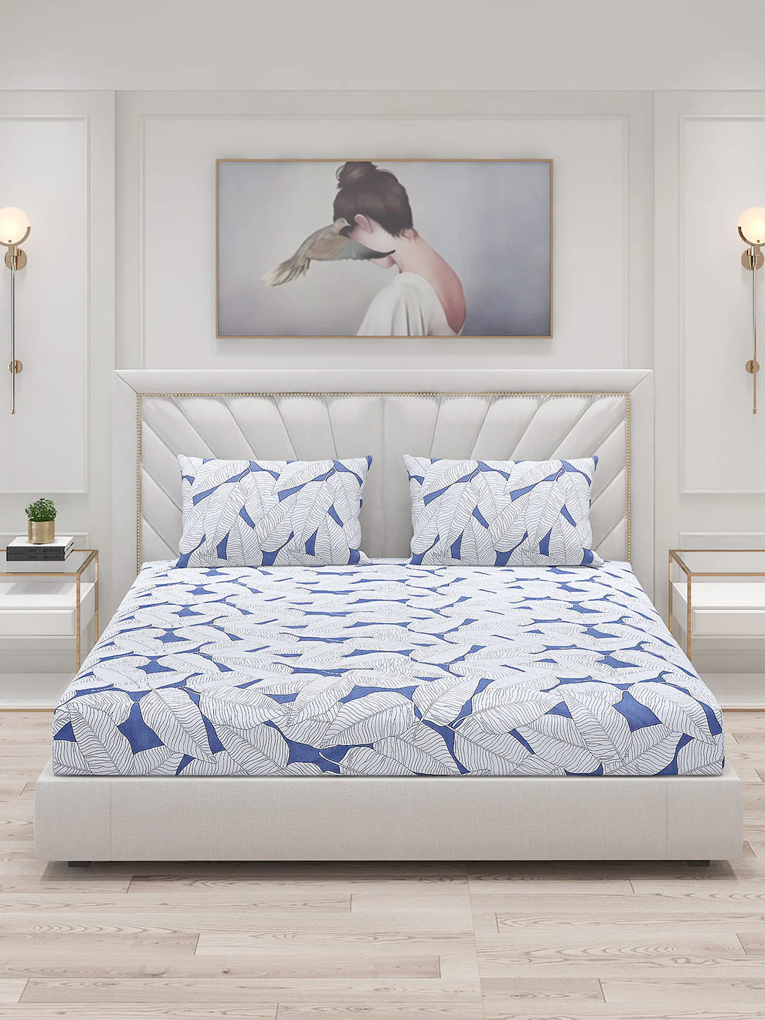 130 GSM Polyester Double Bed Bedsheet with 2 Pillow Covers - Image 3