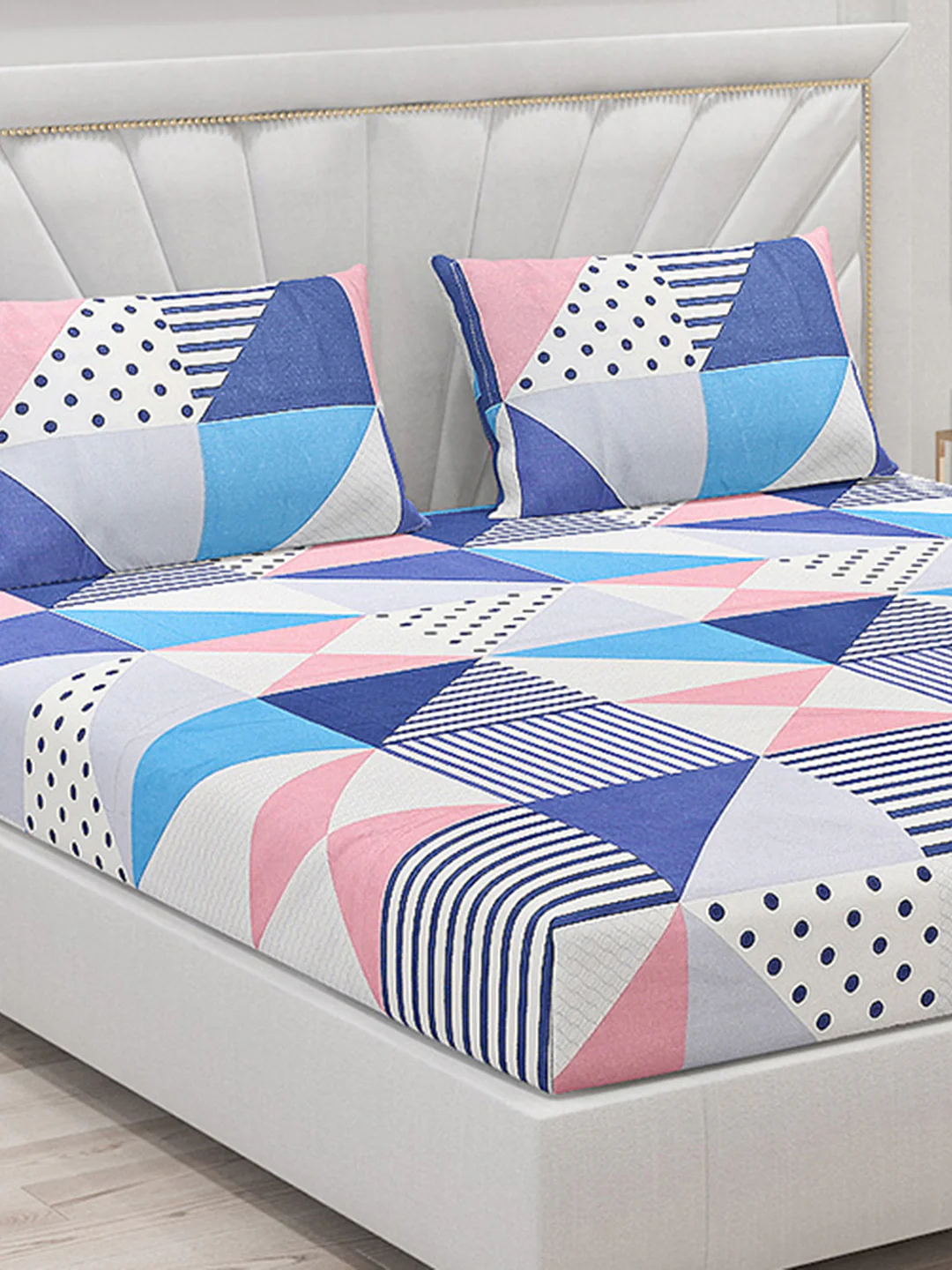 130 GSM Polyester Double Bed Bedsheet with 2 Pillow Covers - Image 5