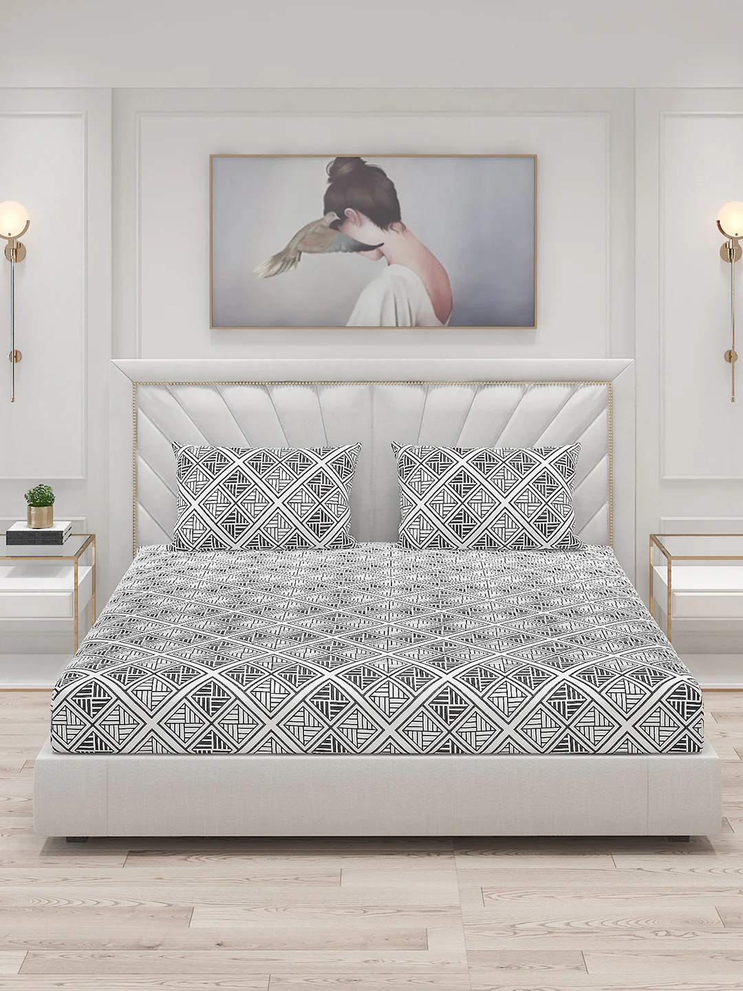 130 GSM Polyester Double Bed Bedsheet with 2 Pillow Covers - Image 4