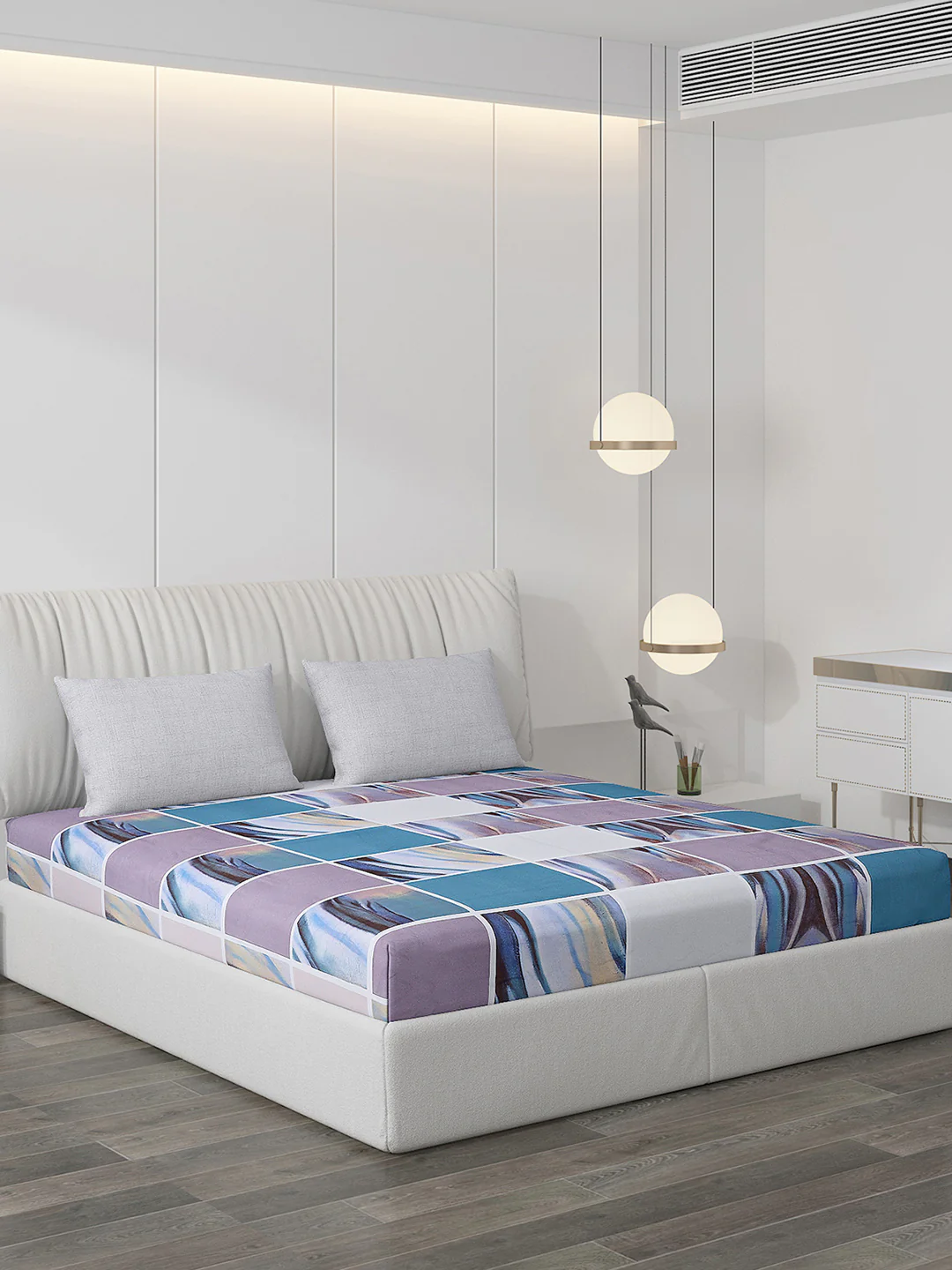130 GSM Polyester Double Bed Bedsheet with 2 Pillow Covers