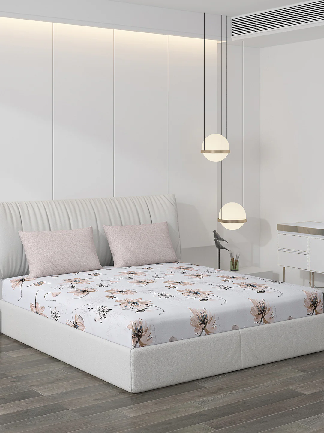 130 GSM Polyester Double Bed Bedsheet with 2 Pillow Covers