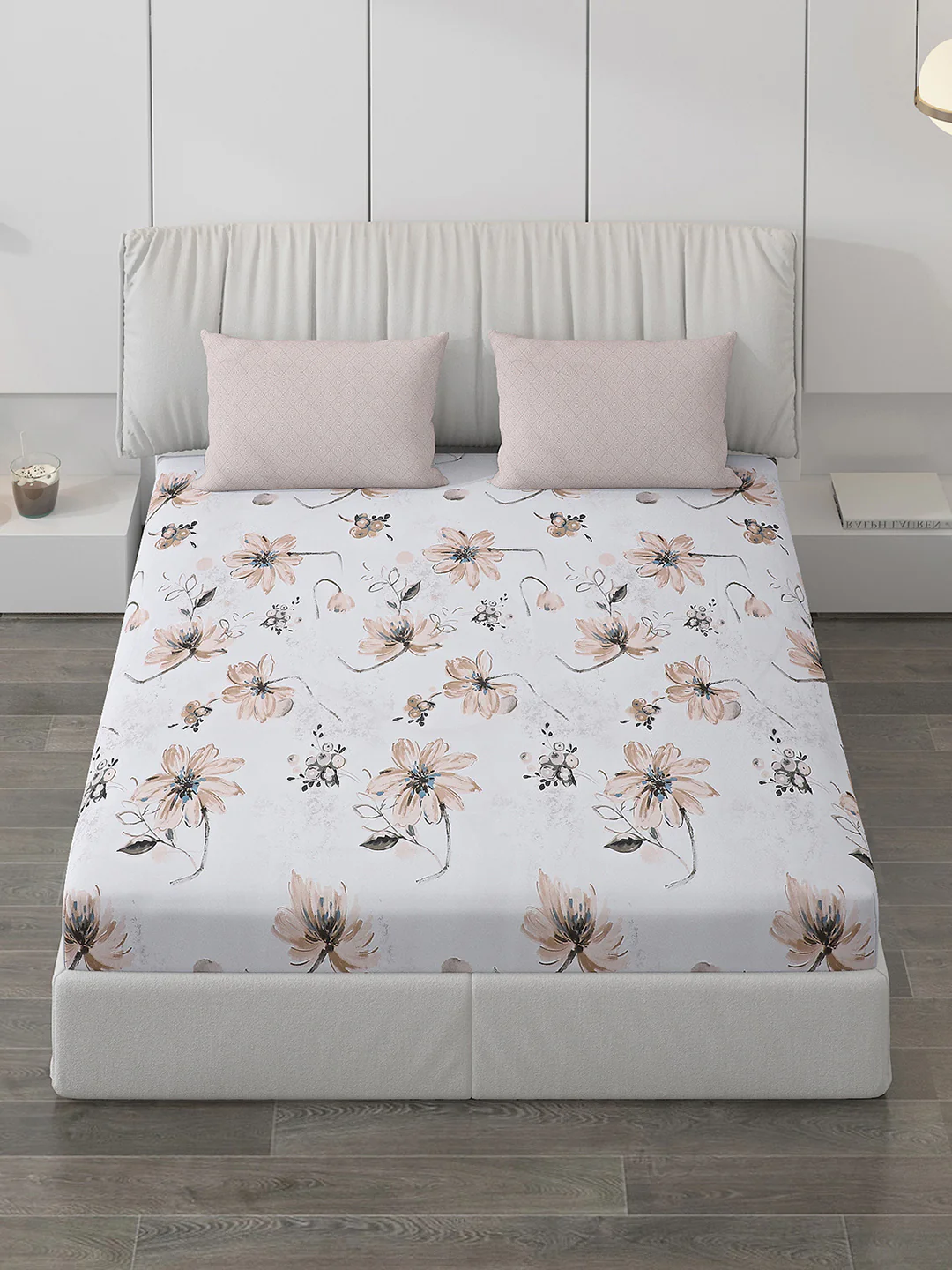 130 GSM Polyester Double Bed Bedsheet with 2 Pillow Covers - Image 2