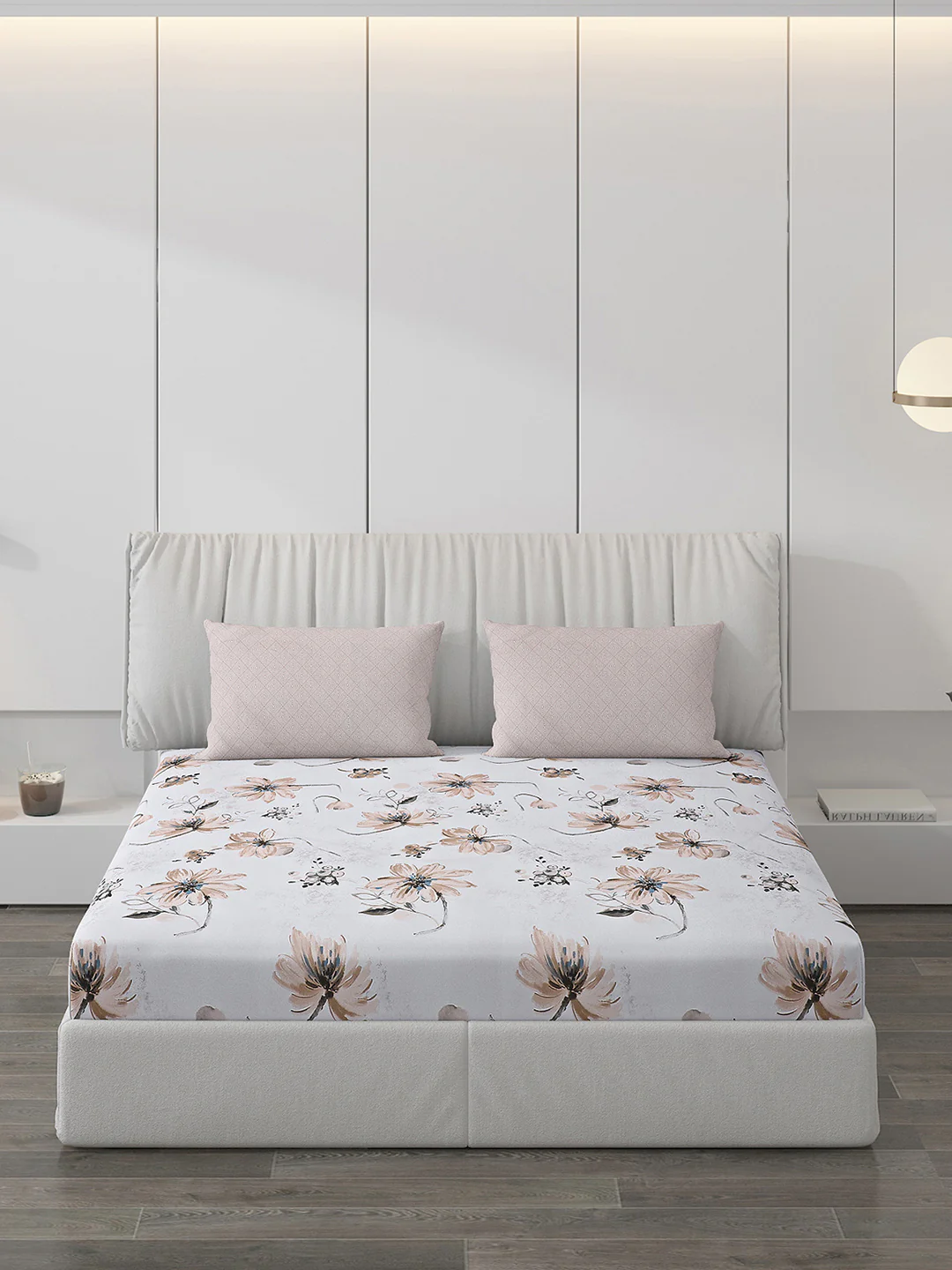 130 GSM Polyester Double Bed Bedsheet with 2 Pillow Covers - Image 3
