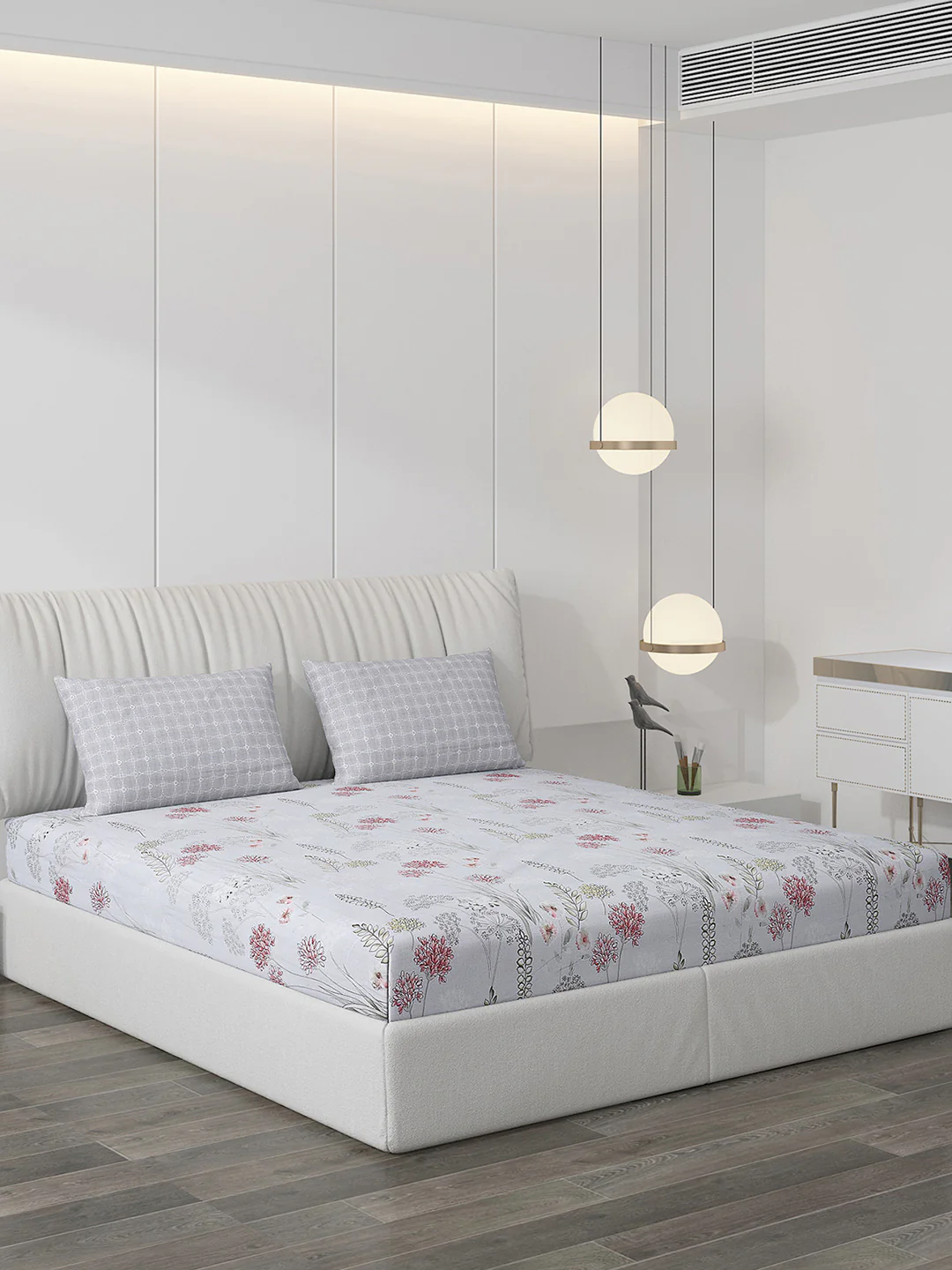 130 GSM Polyester Double Bed Bedsheet with 2 Pillow Covers
