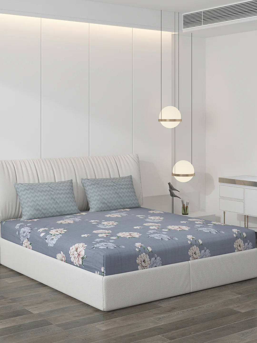 130 GSM Polyester Double Bed Bedsheet with 2 Pillow Covers