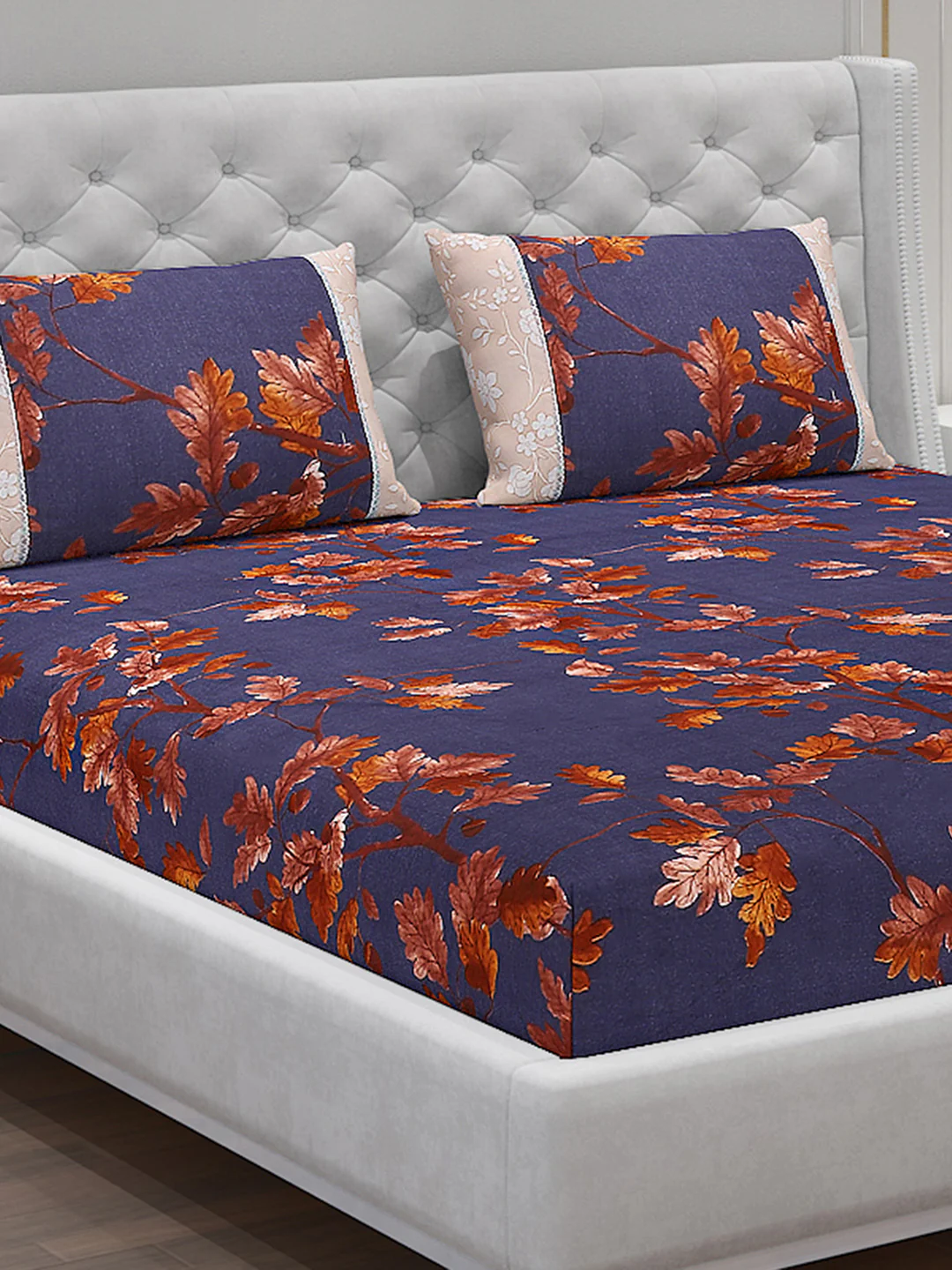 130 GSM Polyester Double Bed Bedsheet with 2 Pillow Covers - Image 5