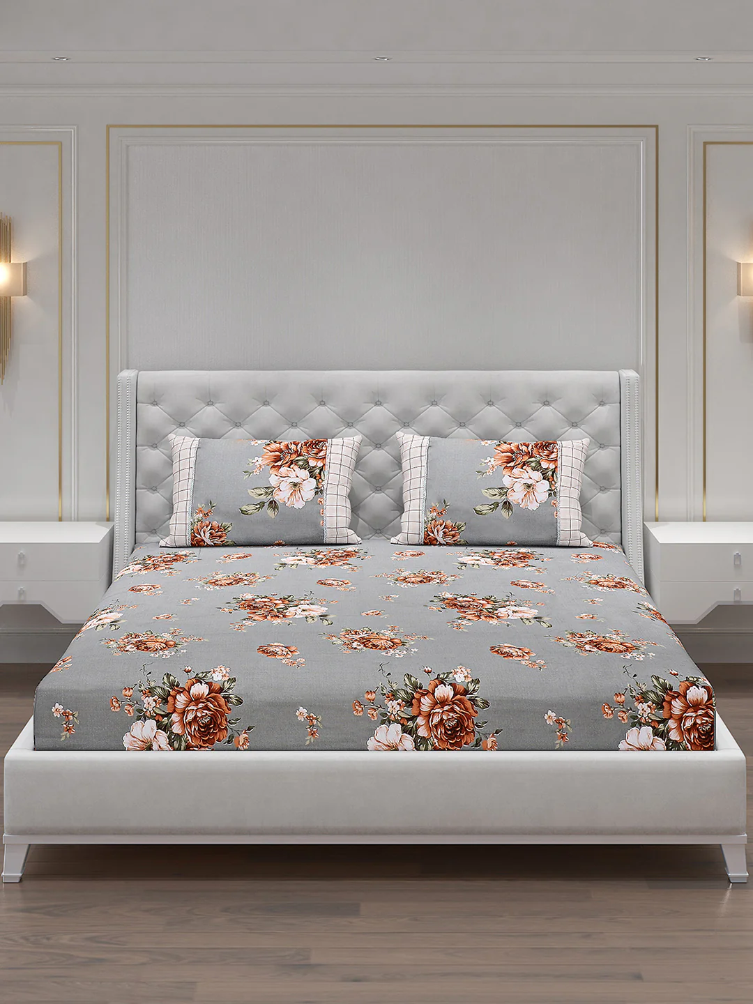 130 GSM Polyester Double Bed Bedsheet with 2 Pillow Covers - Image 3