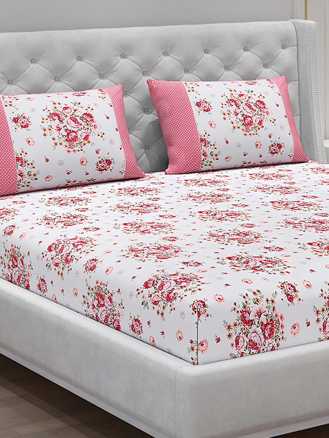 130 GSM Polyester Double Bed Bedsheet with 2 Pillow Covers - Image 5