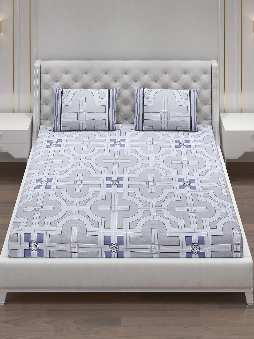 130 GSM Polyester Double Bed Bedsheet with 2 Pillow Covers - Image 2