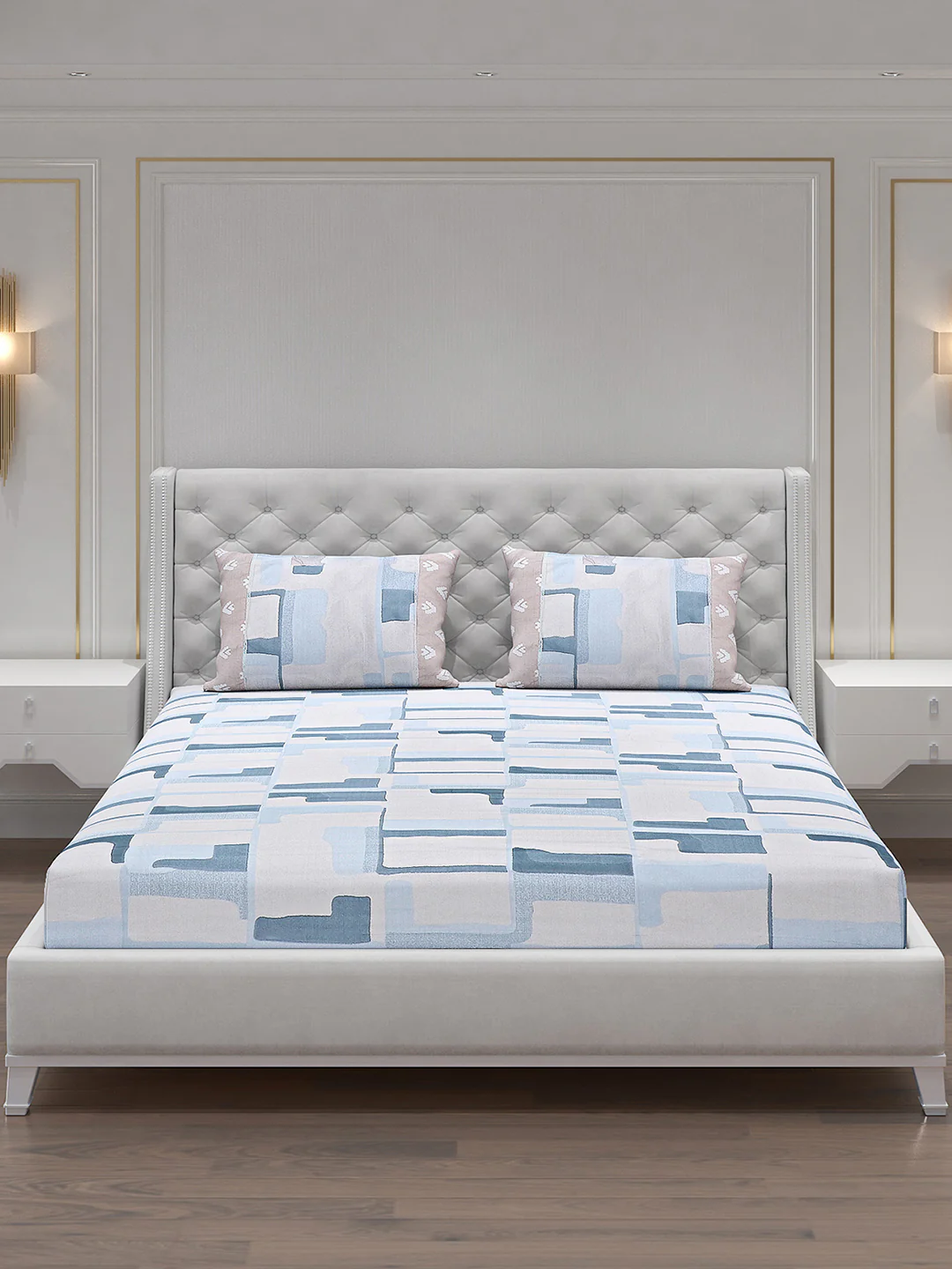 130 GSM Polyester Double Bed Bedsheet with 2 Pillow Covers - Image 3