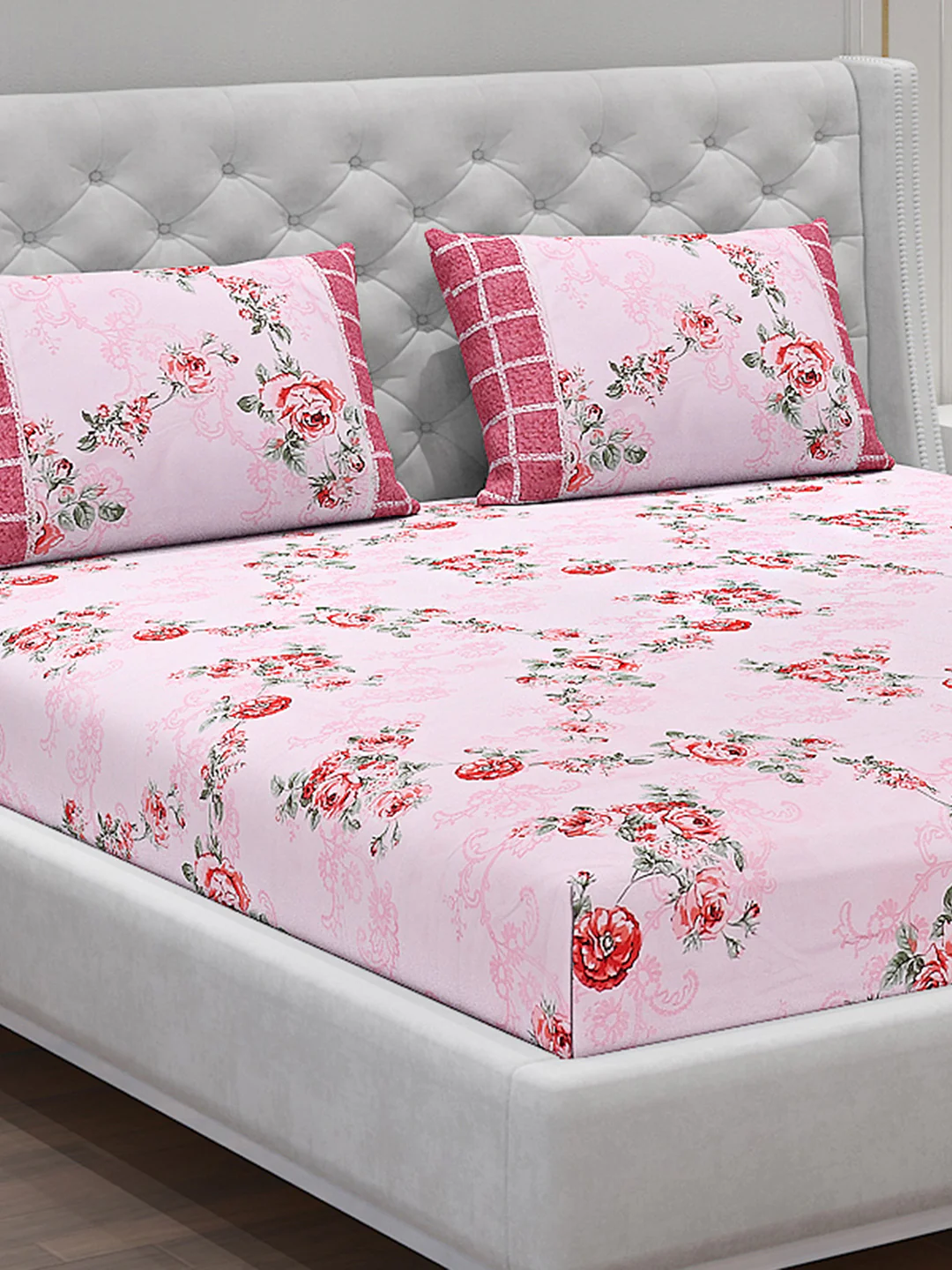 130 GSM Polyester Double Bed Bedsheet with 2 Pillow Covers - Image 5