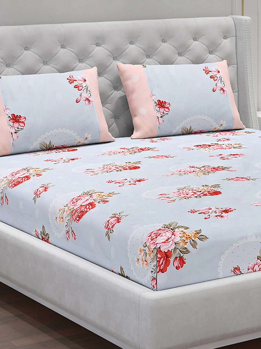 130 GSM Polyester Double Bed Bedsheet with 2 Pillow Covers - Image 5