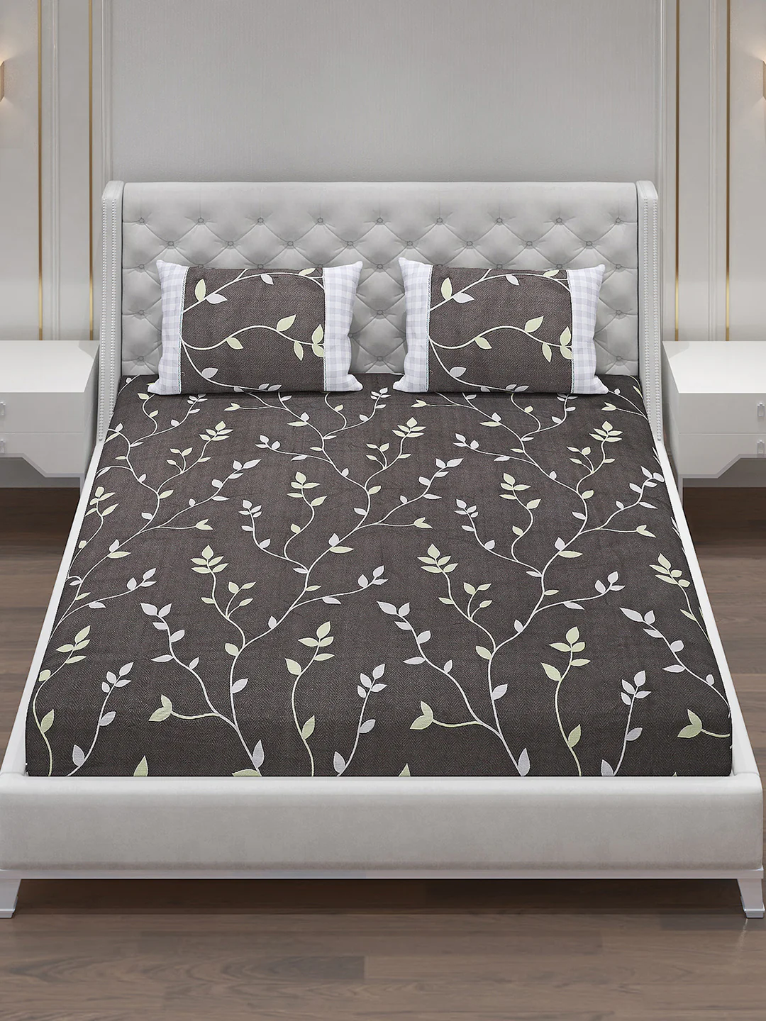 130 GSM Polyester Double Bed Bedsheet with 2 Pillow Covers - Image 2