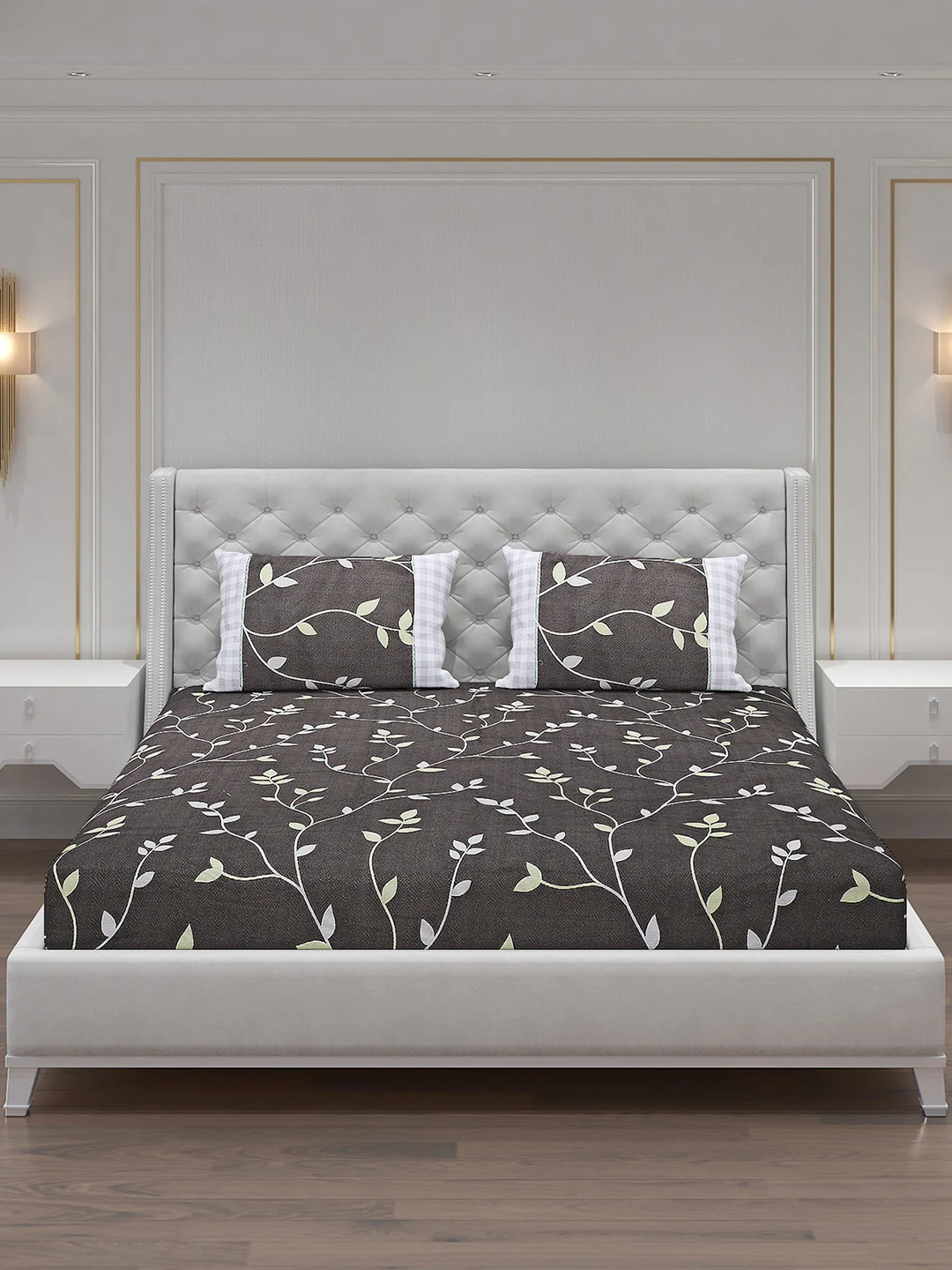 130 GSM Polyester Double Bed Bedsheet with 2 Pillow Covers - Image 3