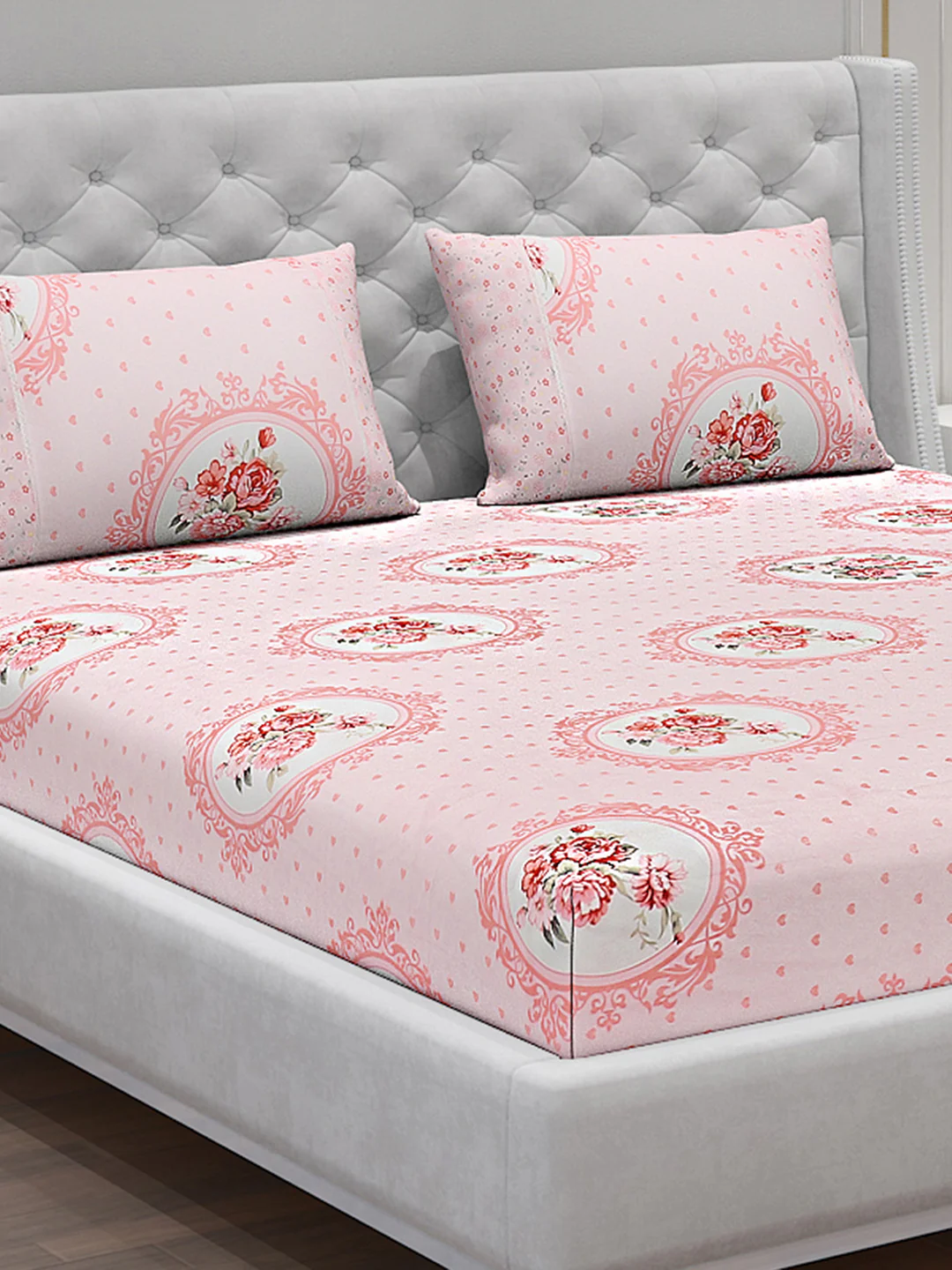 130 GSM Polyester Double Bed Bedsheet with 2 Pillow Covers - Image 5