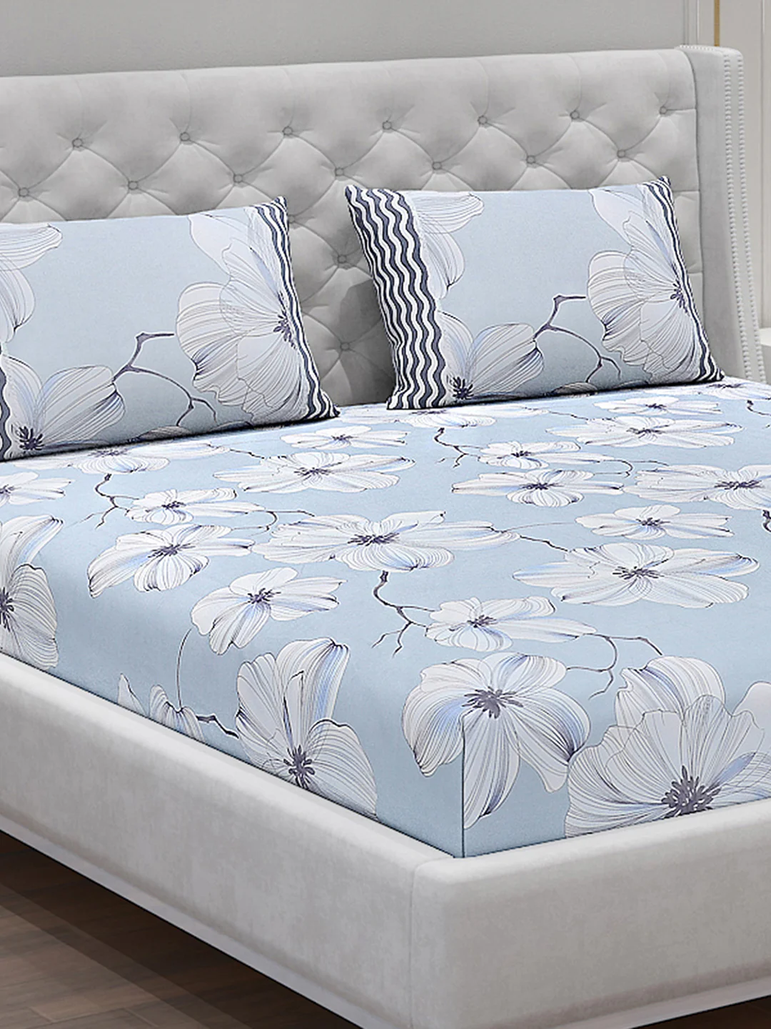 130 GSM Polyester Double Bed Bedsheet with 2 Pillow Covers - Image 5