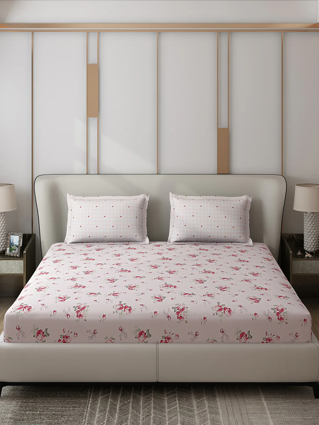 130 GSM Polyester Double Bed 1 Bedsheet with 2 Pillow Covers (Edmond) - Image 3