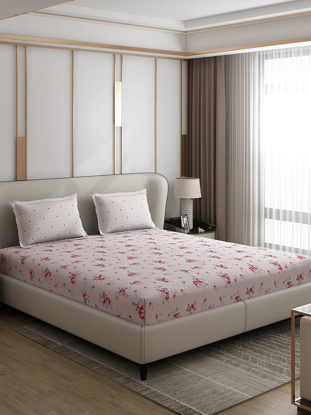 130 GSM Polyester Double Bed 1 Bedsheet with 2 Pillow Covers (Edmond) - Image 4
