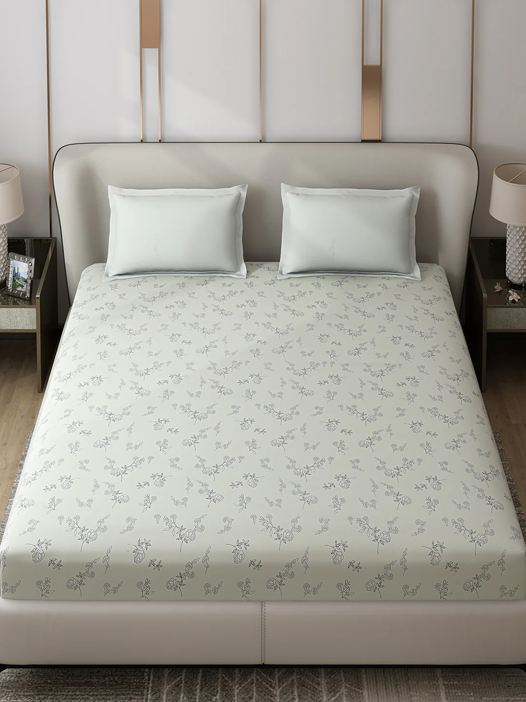130 GSM Polyester Double Bed 1 Bedsheet with 2 Pillow Covers (Edmond) - Image 2