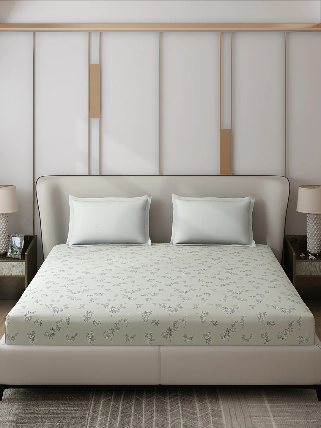 130 GSM Polyester Double Bed 1 Bedsheet with 2 Pillow Covers (Edmond) - Image 3