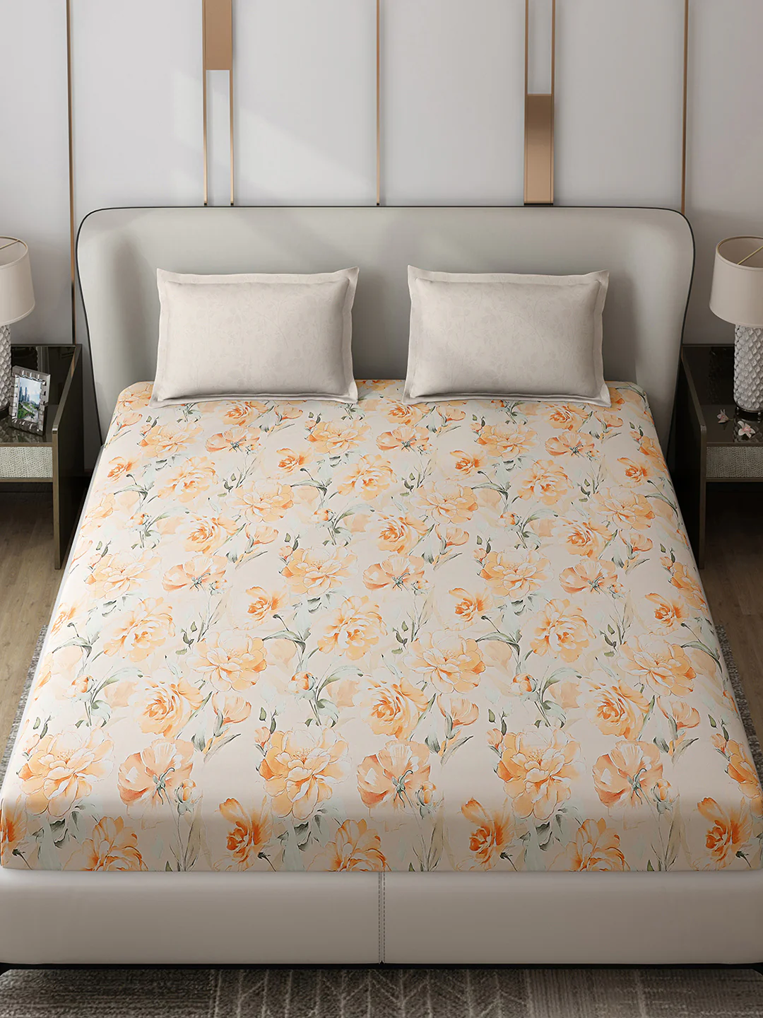 130 GSM Polyester Double Bed 1 Bedsheet with 2 Pillow Covers (Edmond) - Image 2