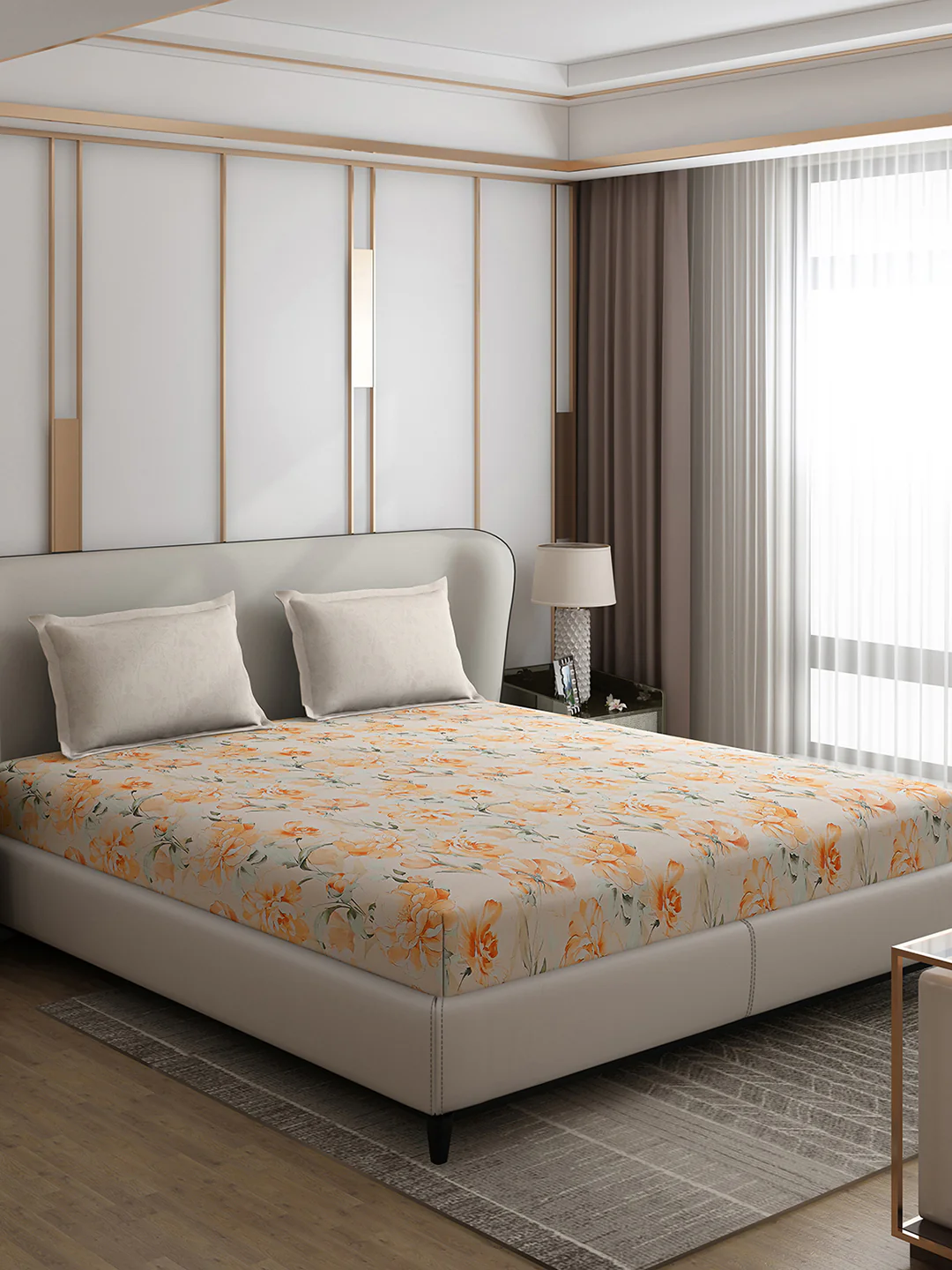 130 GSM Polyester Double Bed 1 Bedsheet with 2 Pillow Covers (Edmond) - Image 4