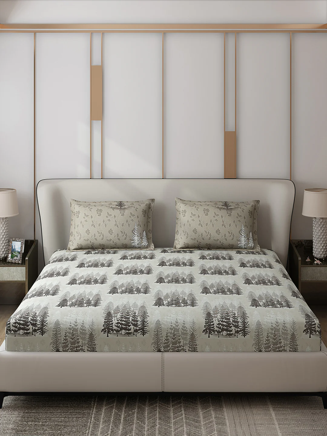 130 GSM Polyester Double Bed 1 Bedsheet with 2 Pillow Covers (Edmond) - Image 3