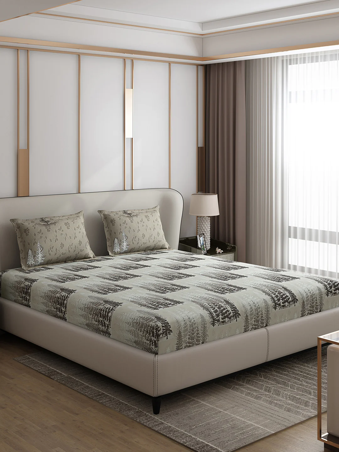 130 GSM Polyester Double Bed 1 Bedsheet with 2 Pillow Covers (Edmond) - Image 4