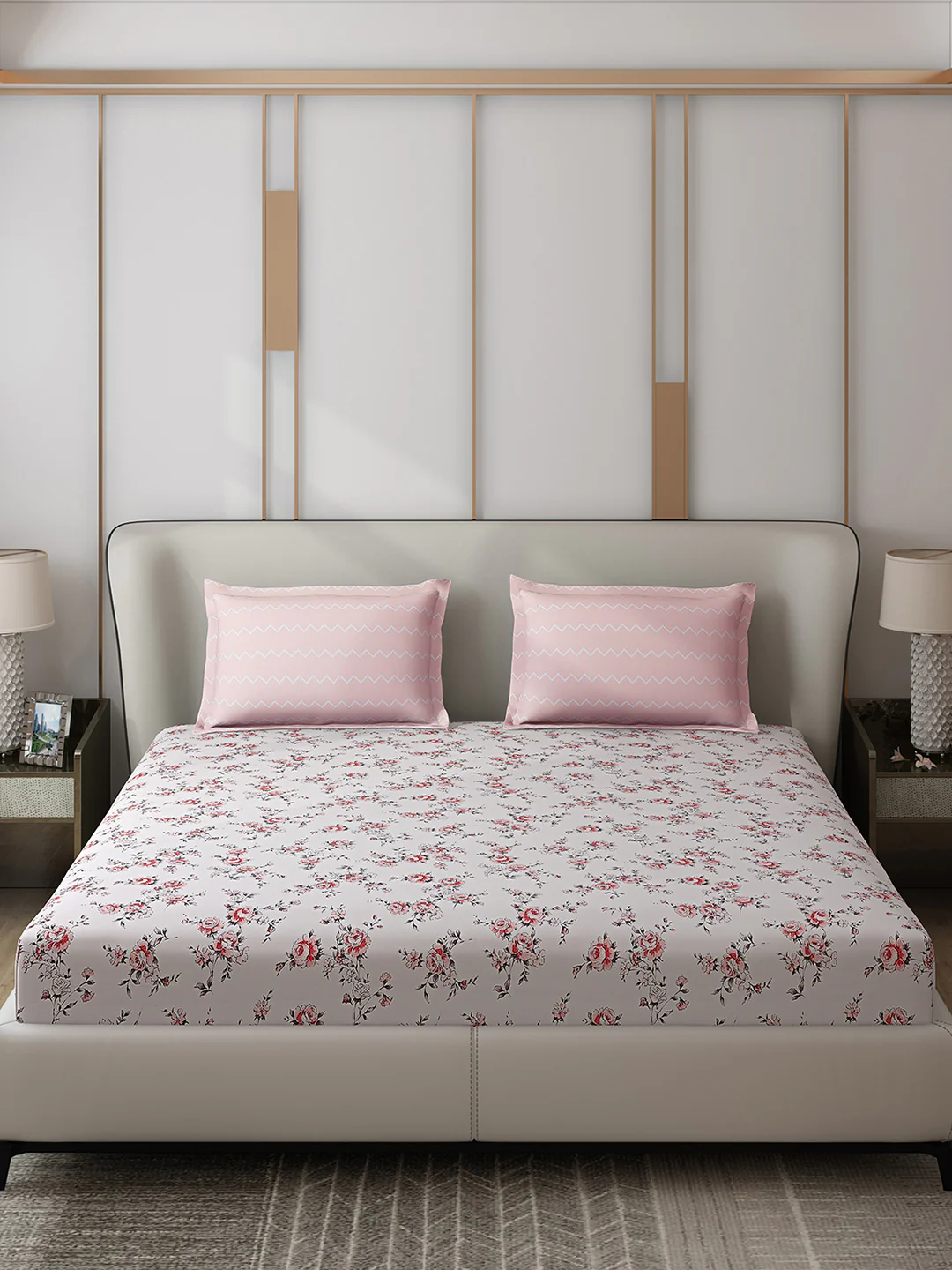 130 GSM Polyester Double Bed 1 Bedsheet with 2 Pillow Covers (Edmond) - Image 3