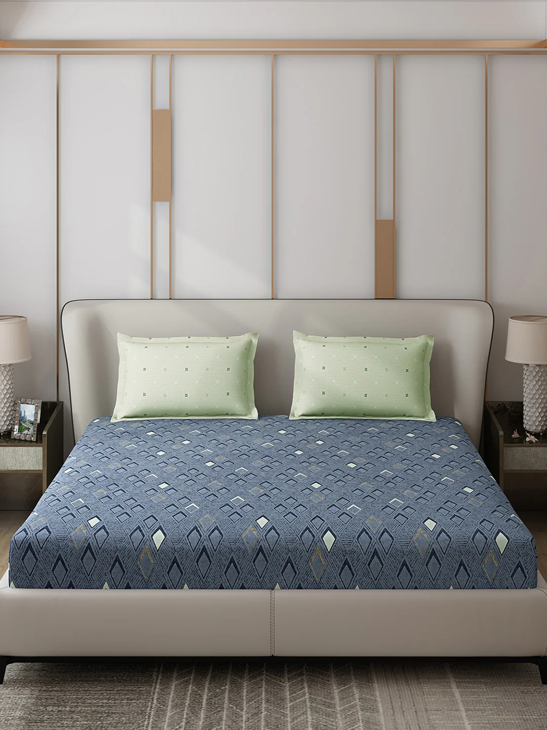 130 GSM Polyester Double Bed 1 Bedsheet with 2 Pillow Covers (Edmond) - Image 3