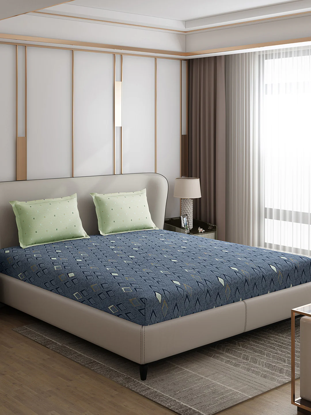 130 GSM Polyester Double Bed 1 Bedsheet with 2 Pillow Covers (Edmond) - Image 4
