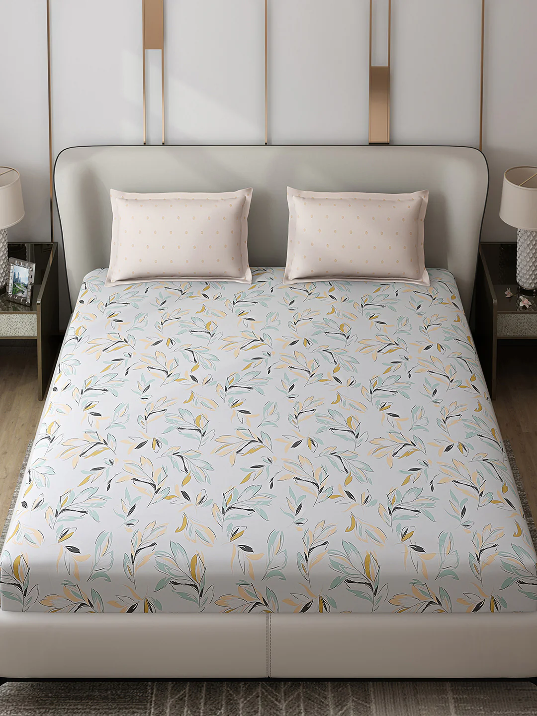 130 GSM Polyester Double Bed 1 Bedsheet with 2 Pillow Covers (Edmond) - Image 2