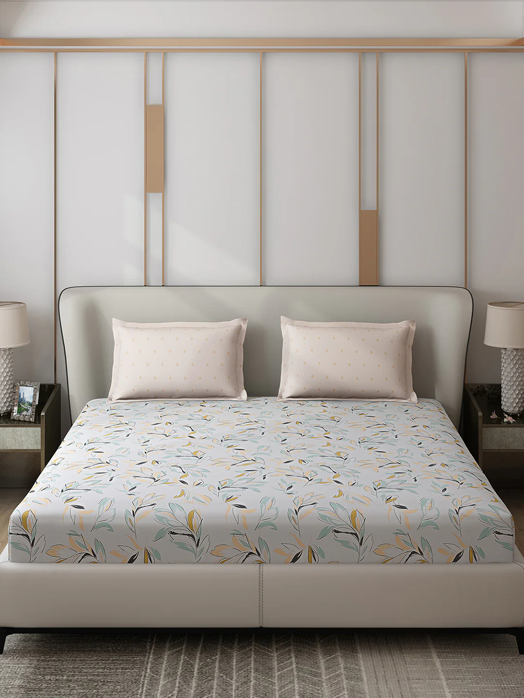 130 GSM Polyester Double Bed 1 Bedsheet with 2 Pillow Covers (Edmond) - Image 3