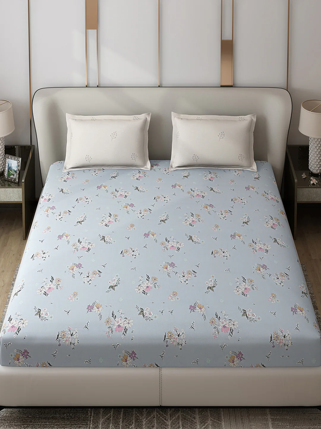 130 GSM Polyester Double Bed 1 Bedsheet with 2 Pillow Covers (Edmond) - Image 2