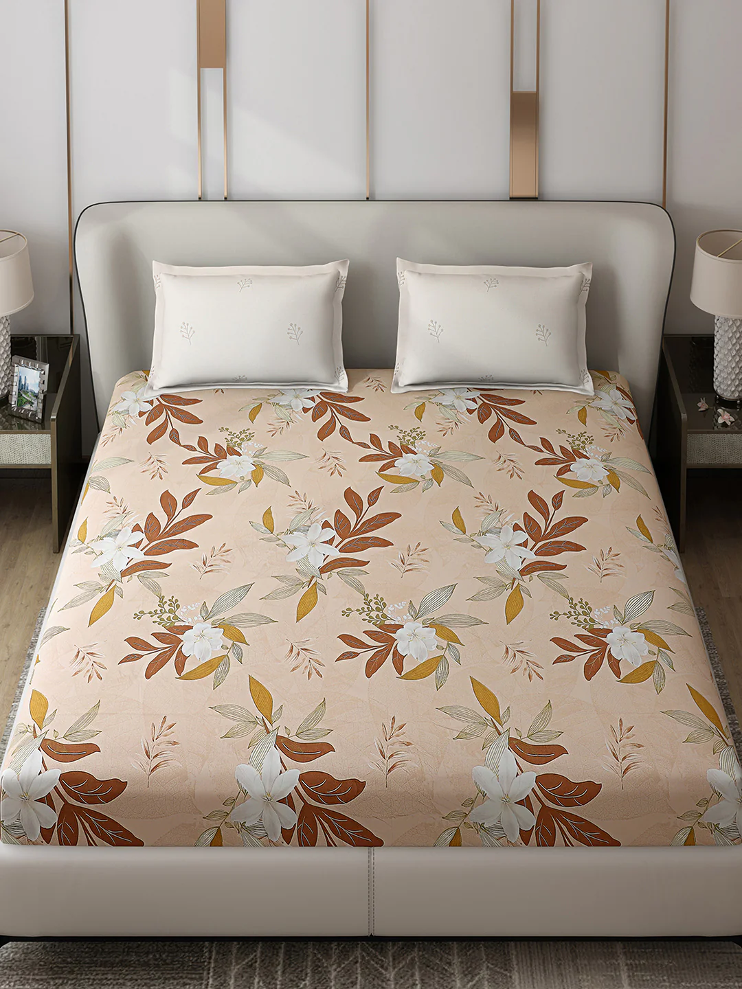 130 GSM Polyester Double Bed 1 Bedsheet with 2 Pillow Covers (Edmond) - Image 2